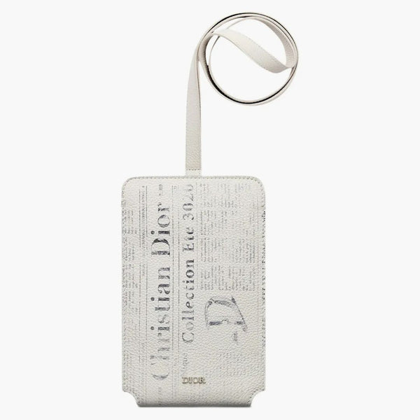 Dior X Daniel Arsham Telefonhållare Tidning Print Grained Calfskin White