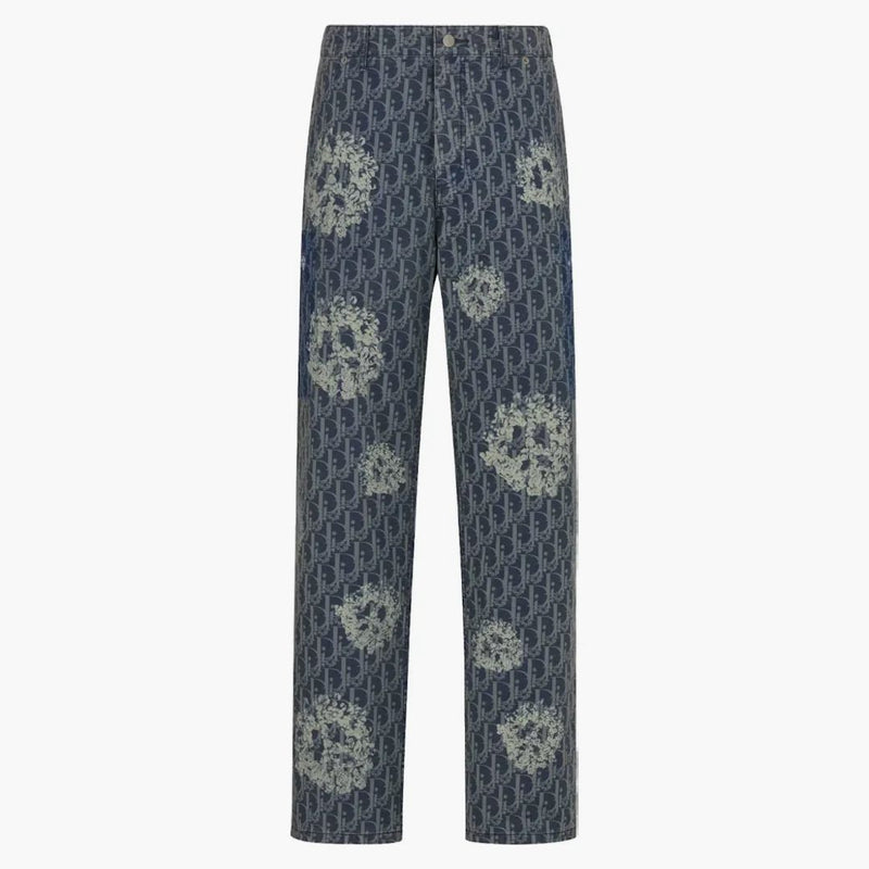 Dior x Denim slzy bavlněné džínoviny tesařské džíny modré