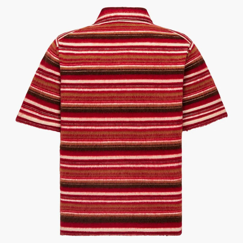 Dior x lacrime in denim polo camicia in maglia mohair marrone/rosso