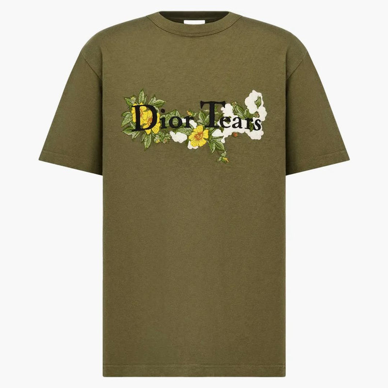 Dior x denim slzy uvolněné tričko khaki