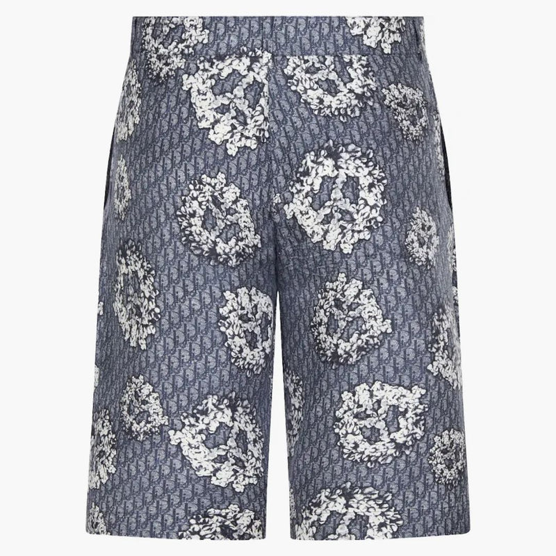 Dior x denim tårar siden till shorts blå