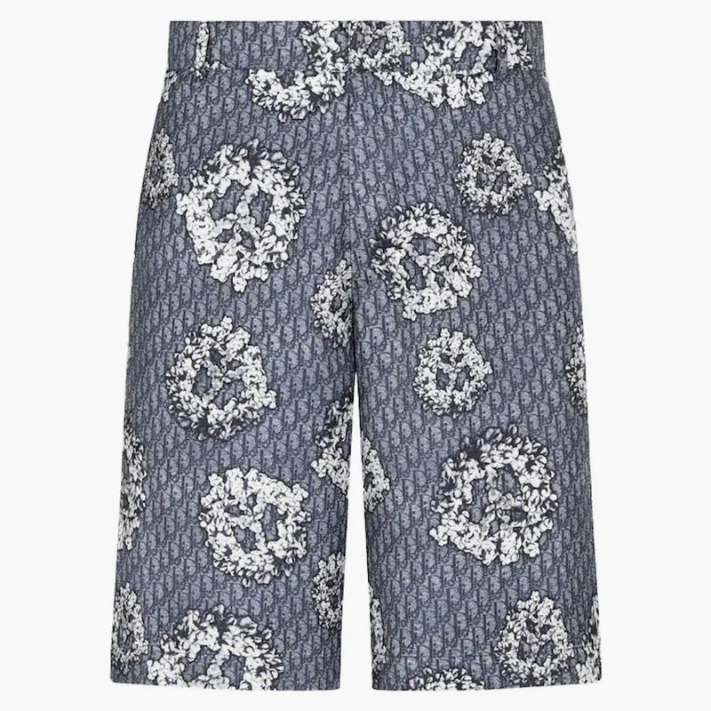 Dior x denim tårar siden till shorts blå