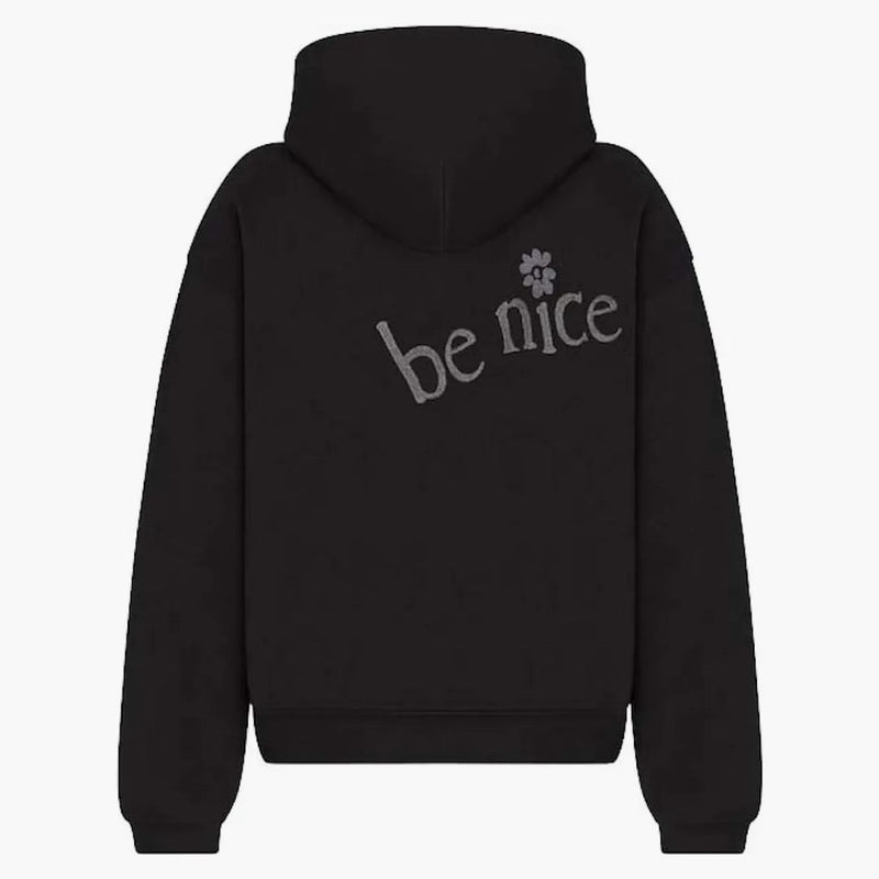 Dior x Erl Hooded uvolněná fit mikina černá bavlněná fleece