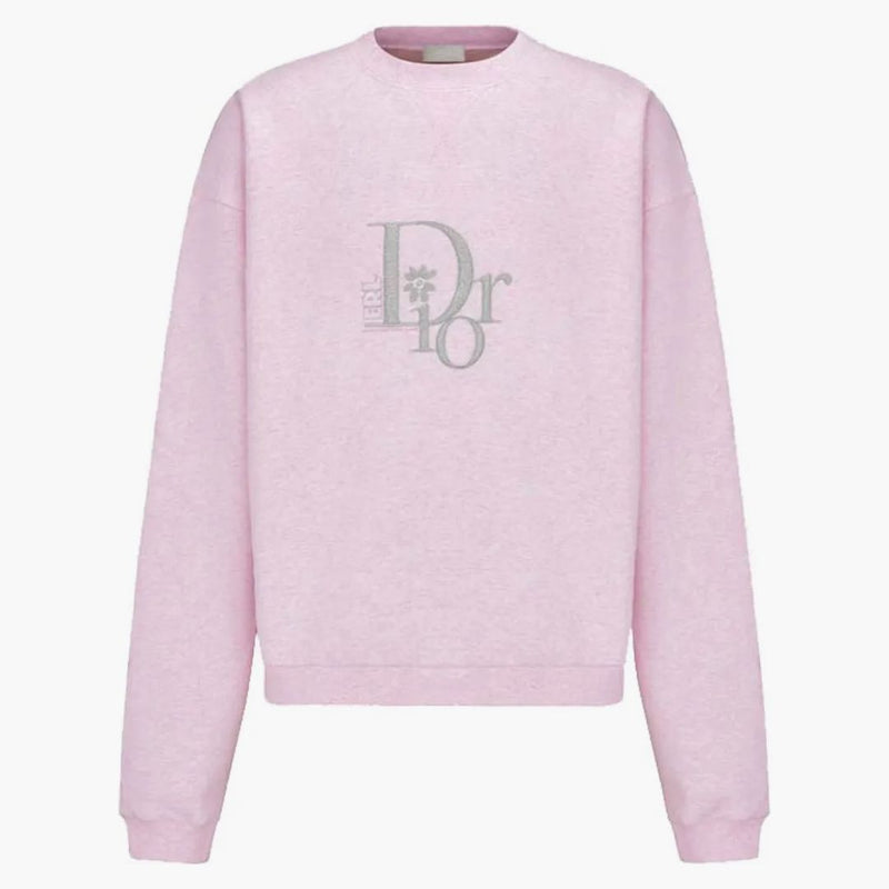 Dior X Erl Oversized Sweatshirt Heathered Pink Cotton Fleece