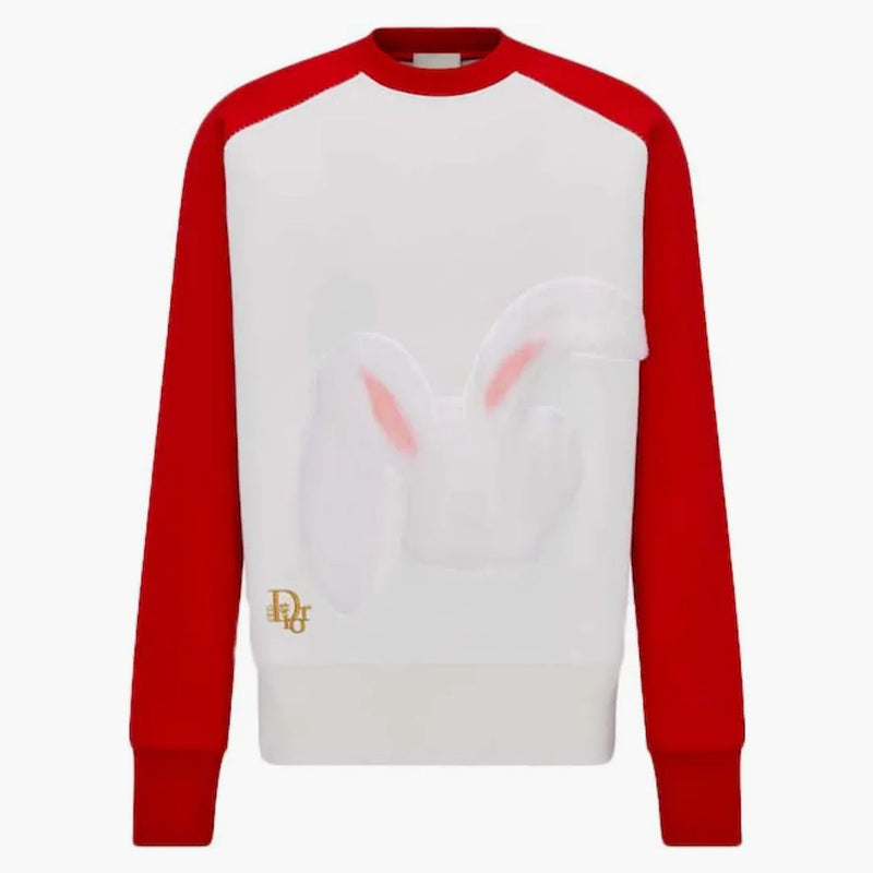 Dior X Erl Sweatshirt White and Red Cotton Fleece