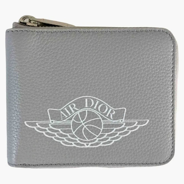 Dior X Jordan Wings Zip Wallet (4 Card Slot) Gray