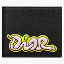 Dior x kaws billetera bifleta de becerro de grano negro
