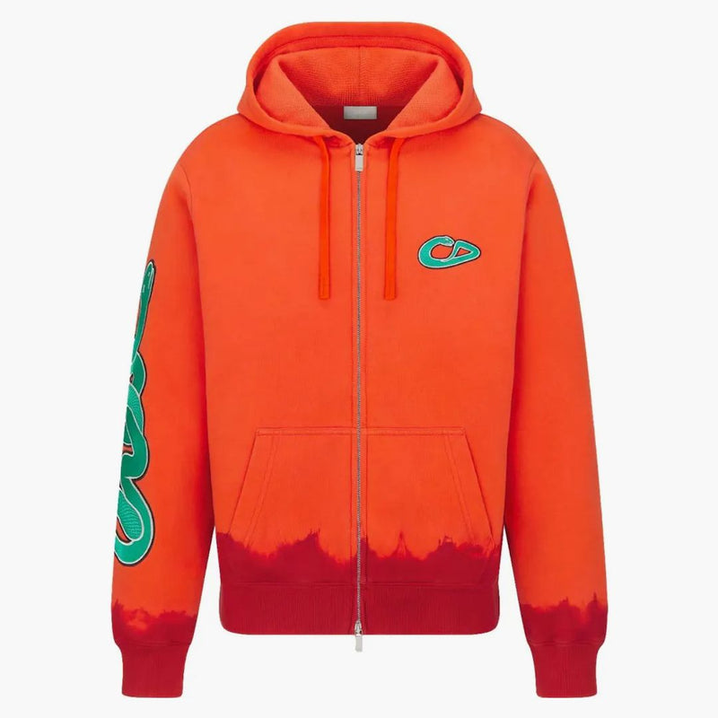 Mikina s kapucí Dior X Kaws Orange a Red Cotton Fleece