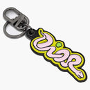 Dior X Kaws Key Ring Yellow Grained Calfskin and Pink and Yellow Rubber