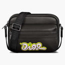 Dior X Kaws Mini Rider 2.0 Zipped Messenger Bag Black Grained Calfskin