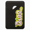 Dior X Kaws Saddle Magnetic Card Holder Black Grained Calfskin