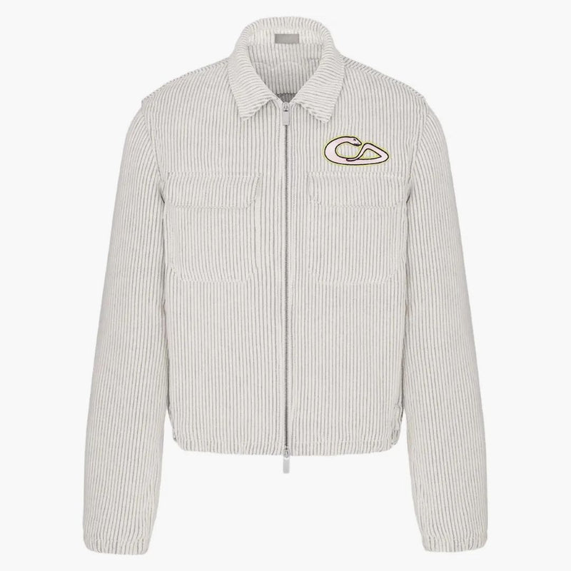 Dior X Kaws Zipped Blouson Jacket White Cotton-Blend Corduroy