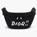 Dior X Kaws Belt Bag White Logo Nylon Black