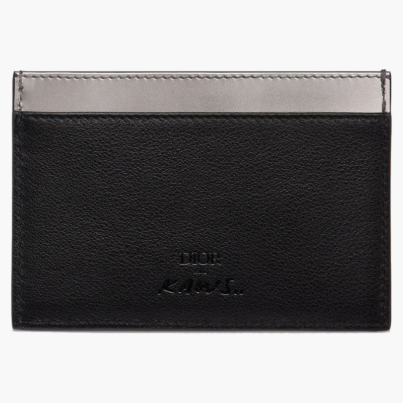 Dior x kaws držák karty Calfskin Bee Print Silver Black