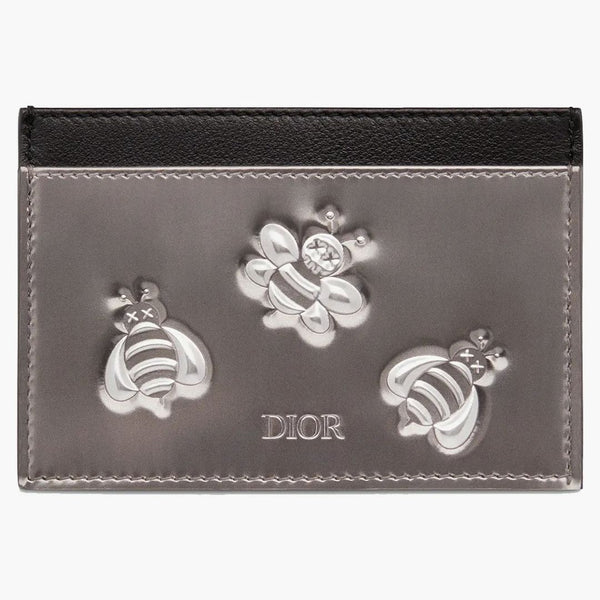 Dior x Kaws korthållare kalvskinn bin tryck silver svart