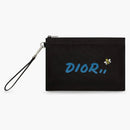Dior X Kaws Pouch Blue Logo Nylon Black