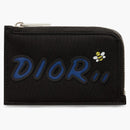 Dior X Kaws Zippered Card and Coin Holder Blue Logo Nylon Black