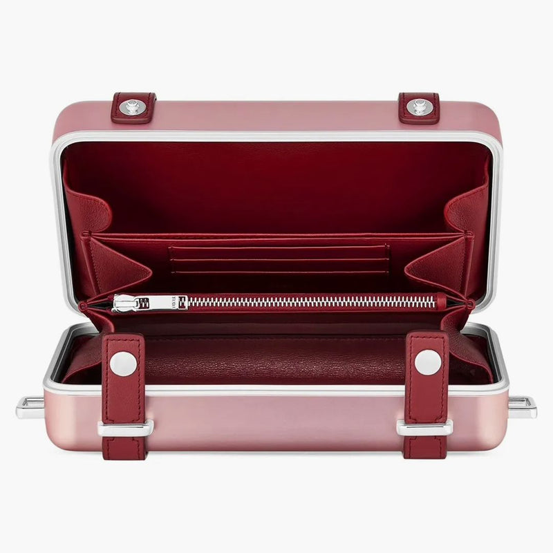 DIOR X RIMOWA Clutch personale su cinghia in alluminio rosa
