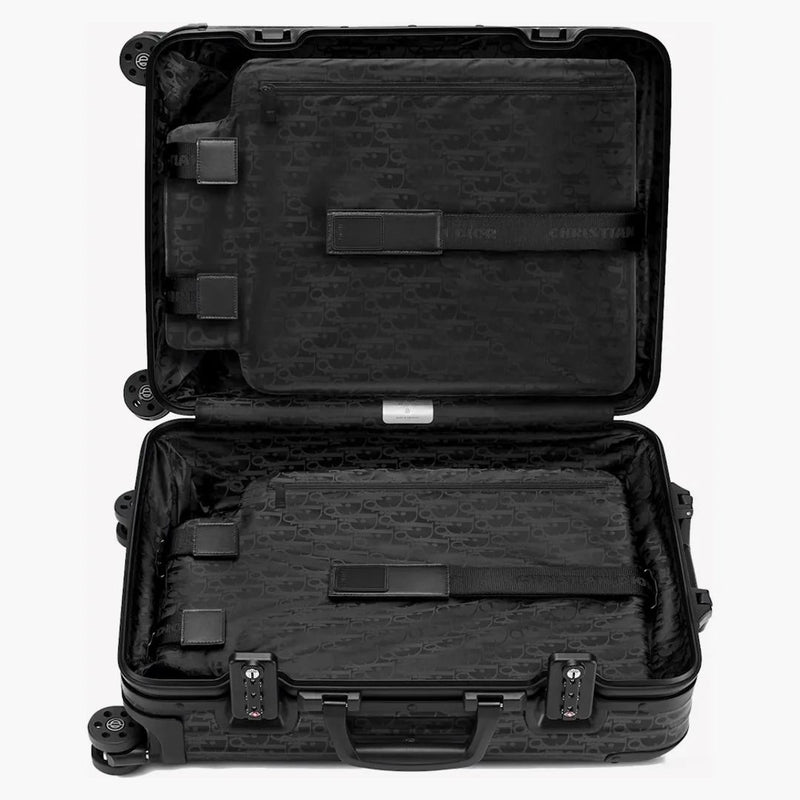 Dior X Rimowa 4-wheel Cabin Suitcase Aluminium Dior Oblique Black