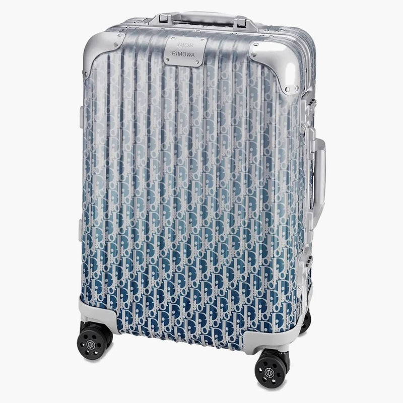 Dior X Rimowa 4 Wheel Cabin Suitcase Aluminum Dior Oblique Blue Gradient