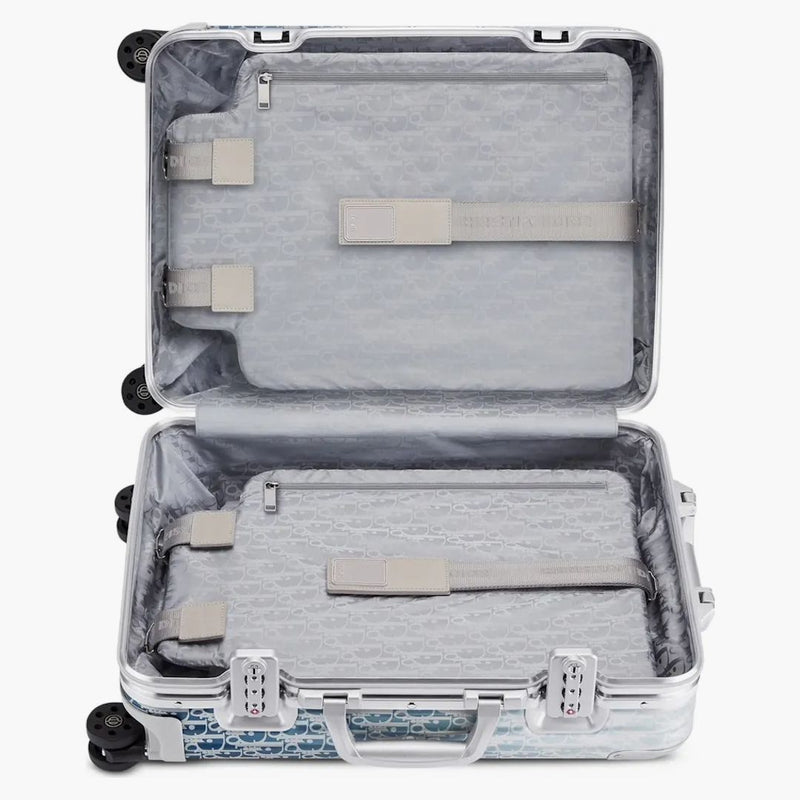 Dior X Rimowa 4 Wheel Cabin Suitcase Aluminum Dior Oblique Blue Gradient
