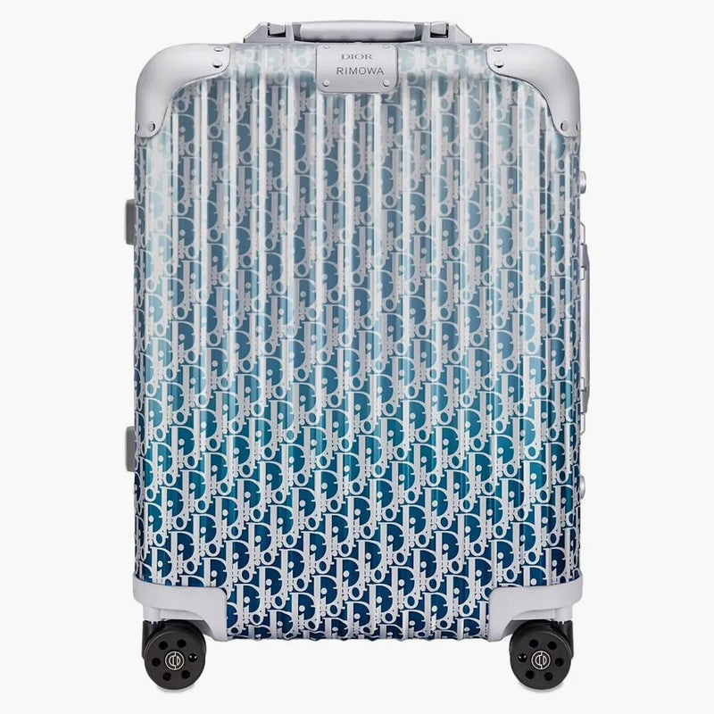 Dior X Rimowa 4 Wheel Cabin Suitcase Aluminum Dior Oblique Blue Gradient