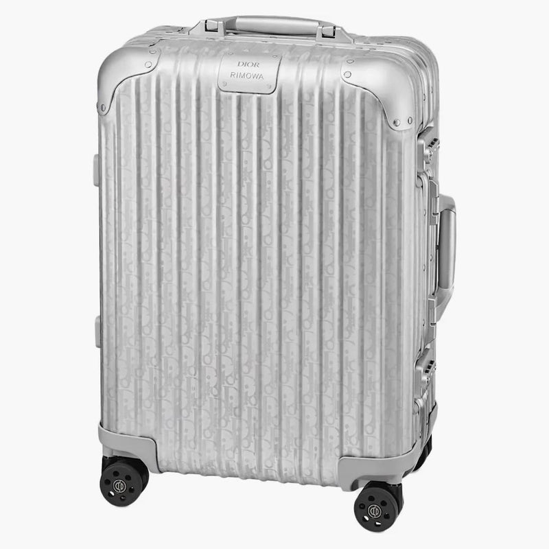 Dior X Rimowa 4-wheel Cabin Suitcase Aluminium Dior Oblique Silver