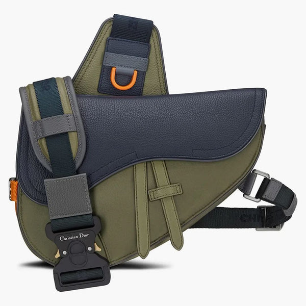 Dior X Sacai Saddle Bag Olive/navy Blue