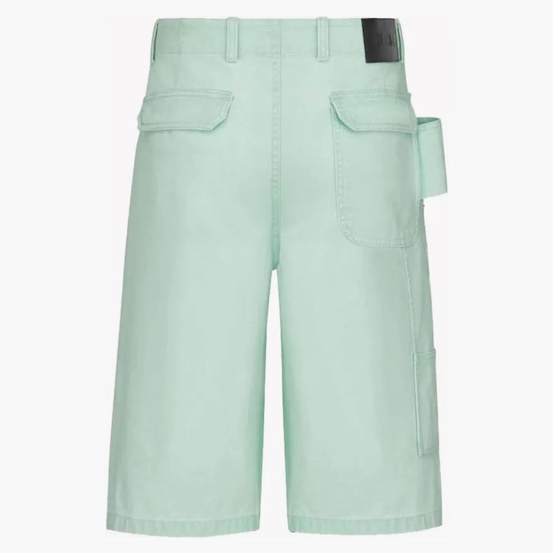 Dior x Stone Island Cotton-Blend saténový bermuda šortky světle zelená