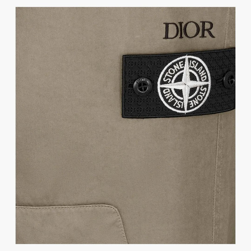 Dior X Stone Island Cotton-Blend saténový volný sportovní osekvění kalhoty šedé