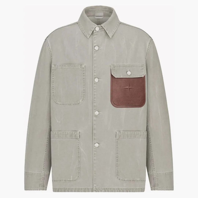 DIOR X Stone Island Cotton Panvas bunda šedá