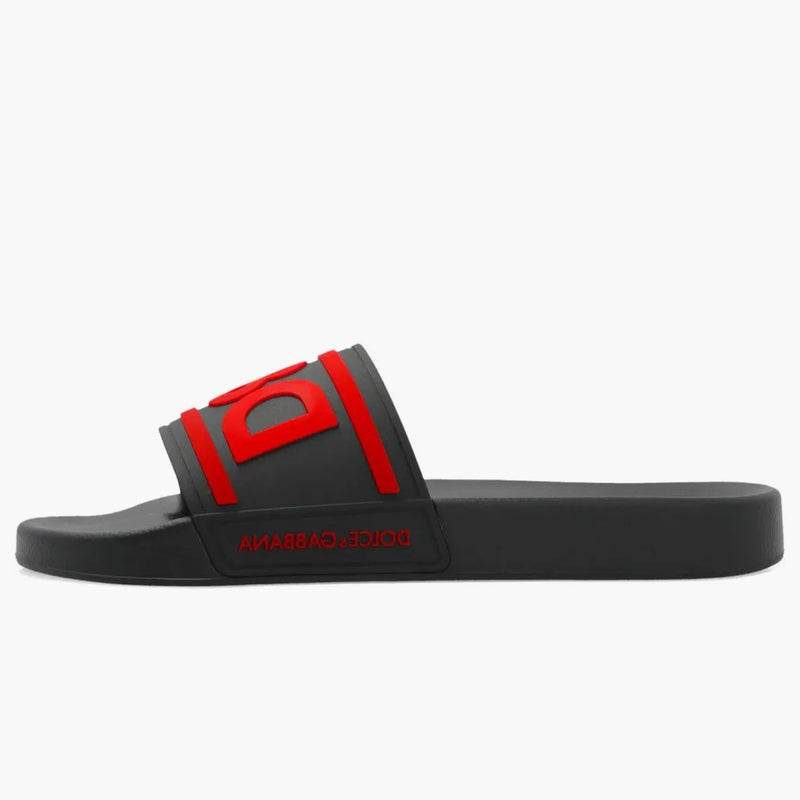 Dolce & Gabbana Beach Sliders DG Logo Black Red