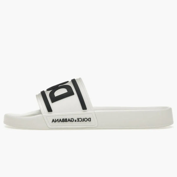 Dolce & Gabbana Beach Beader Sliders DG Logo White Black