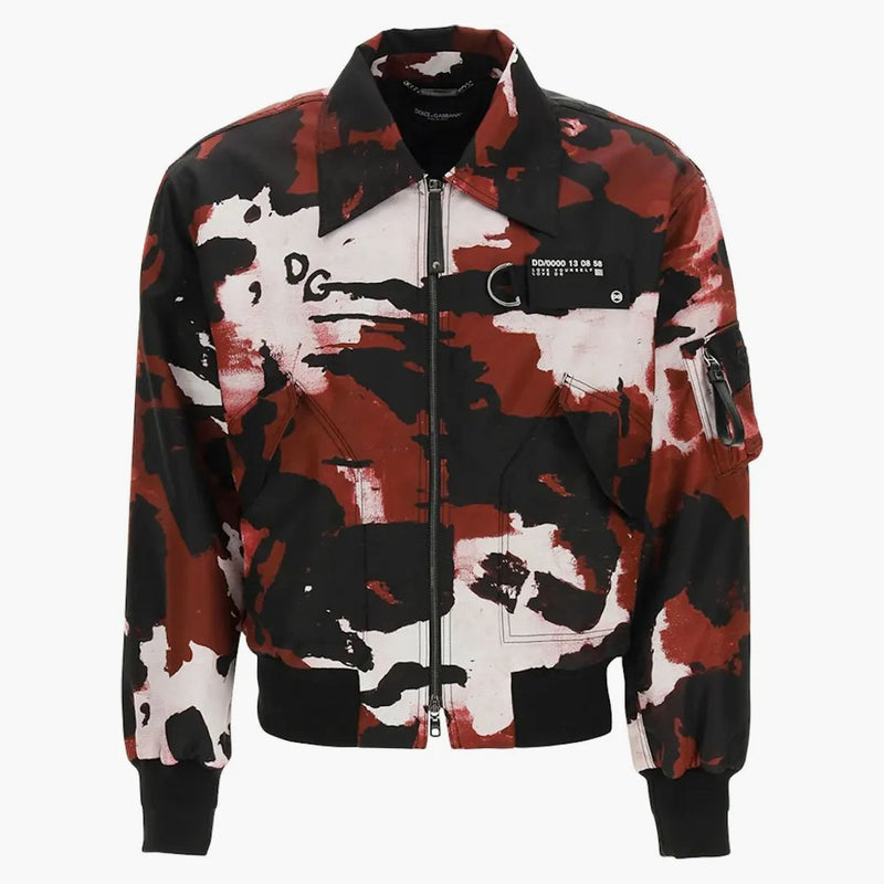 Bombardovací bunda Dolce & Gabbana Camo Bomber Burgundy/Black/White