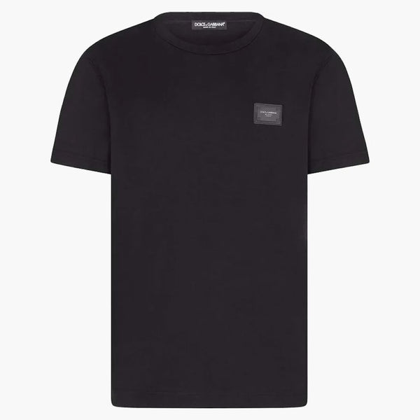 Dolce & Gabbana Cotton Branded Plate T-Shirt Blue