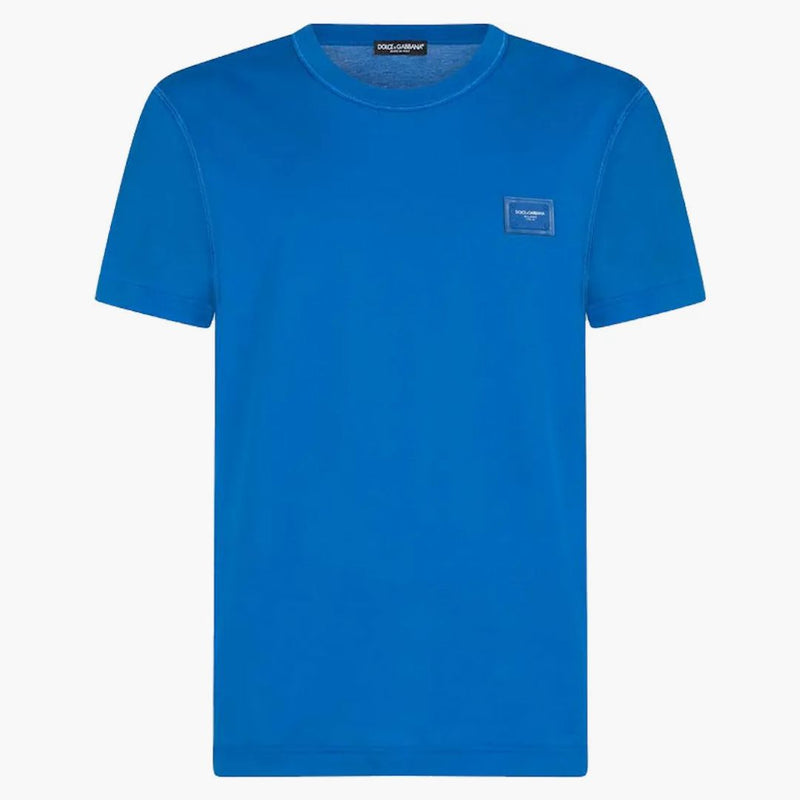 Dolce & Gabbana Cotton Logoed Plaque T-Shirt Turquois