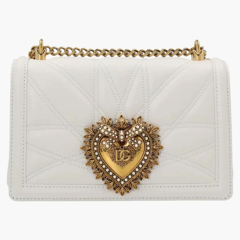 Dolce & Gabbana hängivenhet logotyp plack axelväska vit/guld