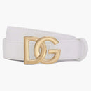 Dolce & Gabbana DG Logo Buckle Leather Belt White