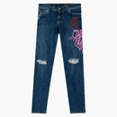 Dolce & Gabbana Distressed Graffiti-Printed Skinny Jeans Blue