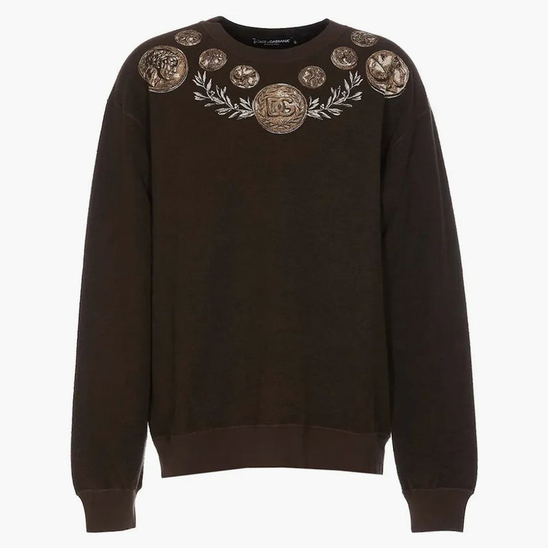 Dolce & gabbana grafisk tryck tröja brun