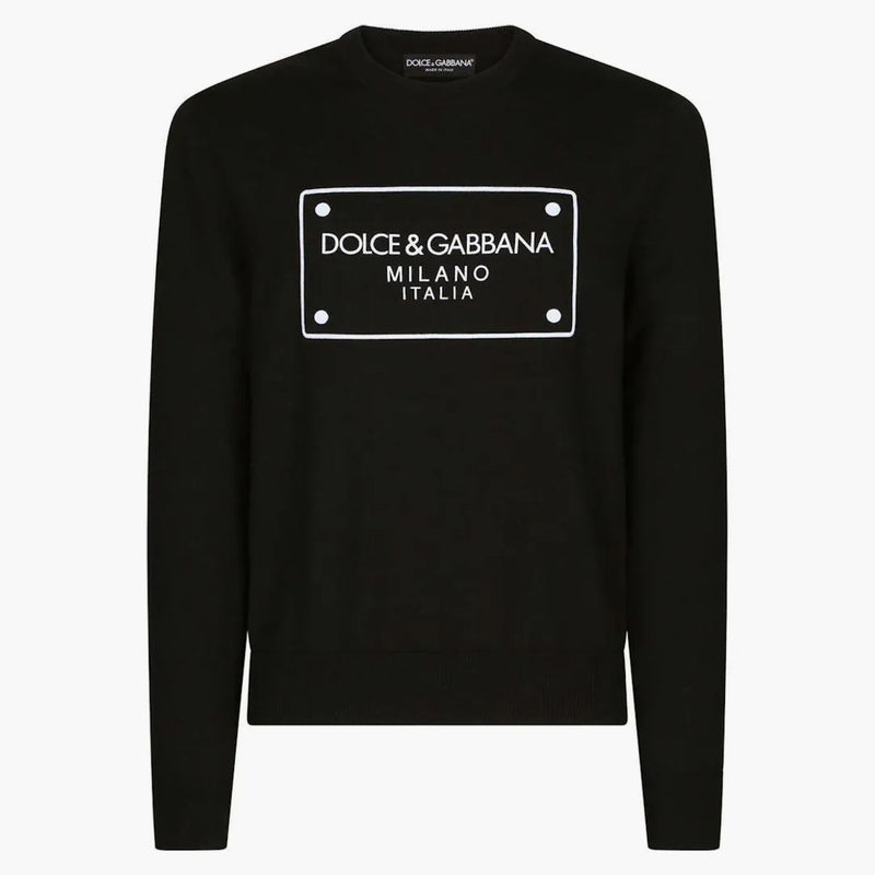 Dolce & Gabbana Intarsia Logo Wool Jumper Black
