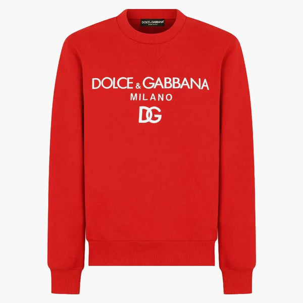 Dolce & Gabbana Jersey DG Embroidery and Patch Sweatshirt Red