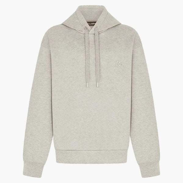 Dolce & Gabbana Jersey Metal DG Logo Hoodie Gray