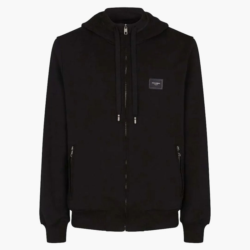 Dolce & Gabbana Jersey Zip Up Hoodie Black