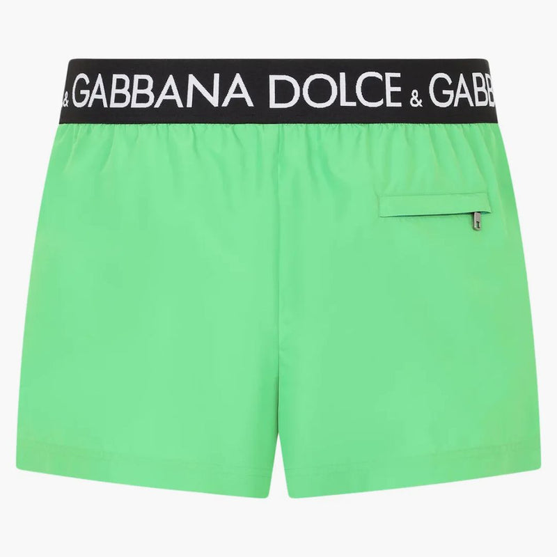 Dolce & Gabbana Logo Band Swim Shorts Green/Black/White