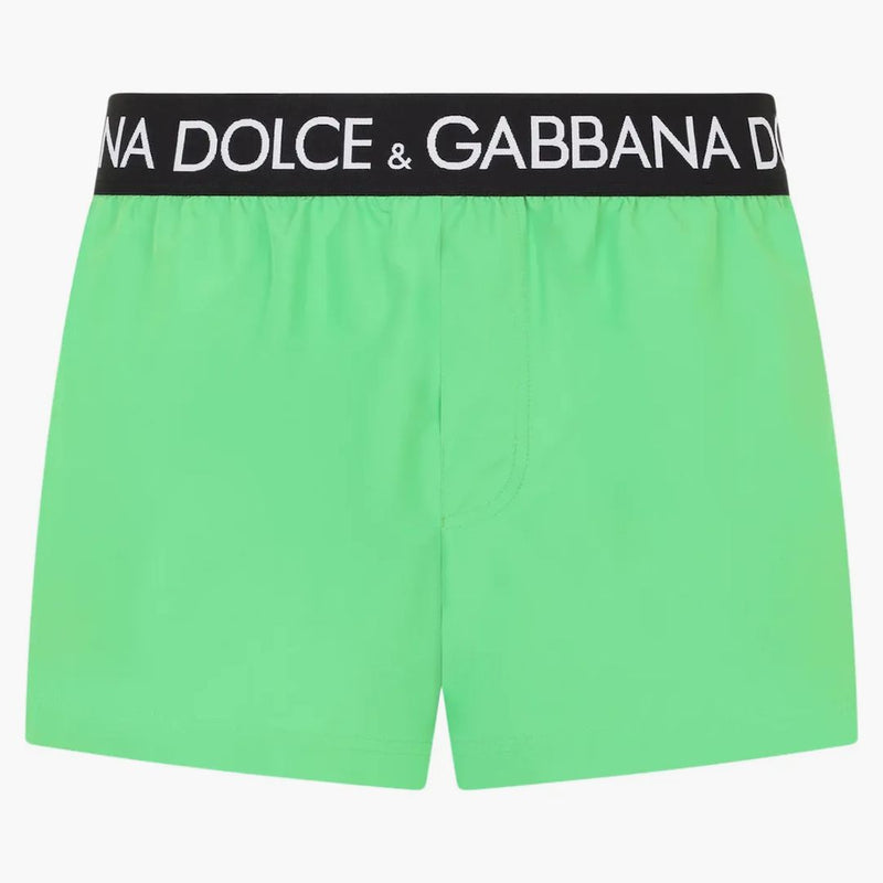 Dolce & Gabbana Logo Band Swim Shorts Green/Black/White