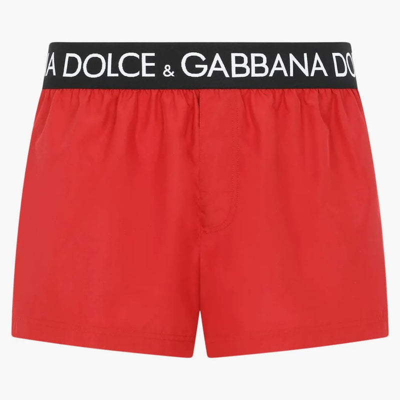 Dolce & Gabbana Logo Band Swim Shorts rojo/negro/blanco