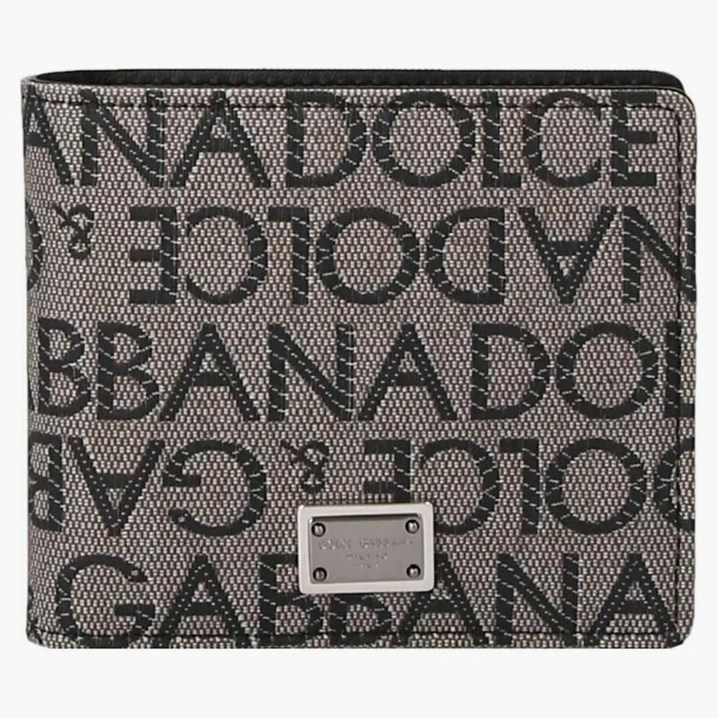 Dolce & Gabbana Logo Jacquard Wallet Beige/black