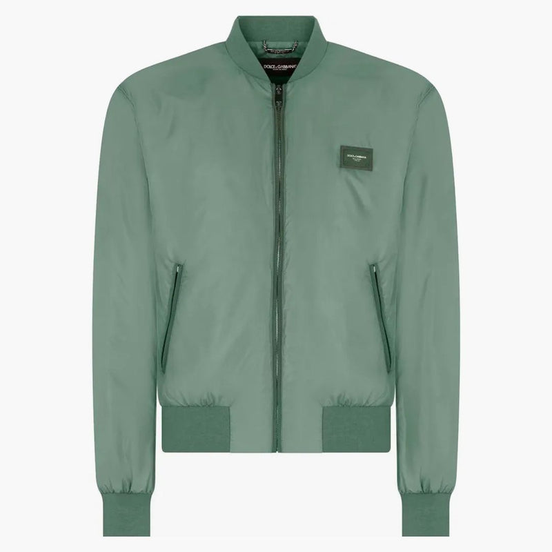 Dolce & Gabbana Logo Patch Bomber Jacket Green
