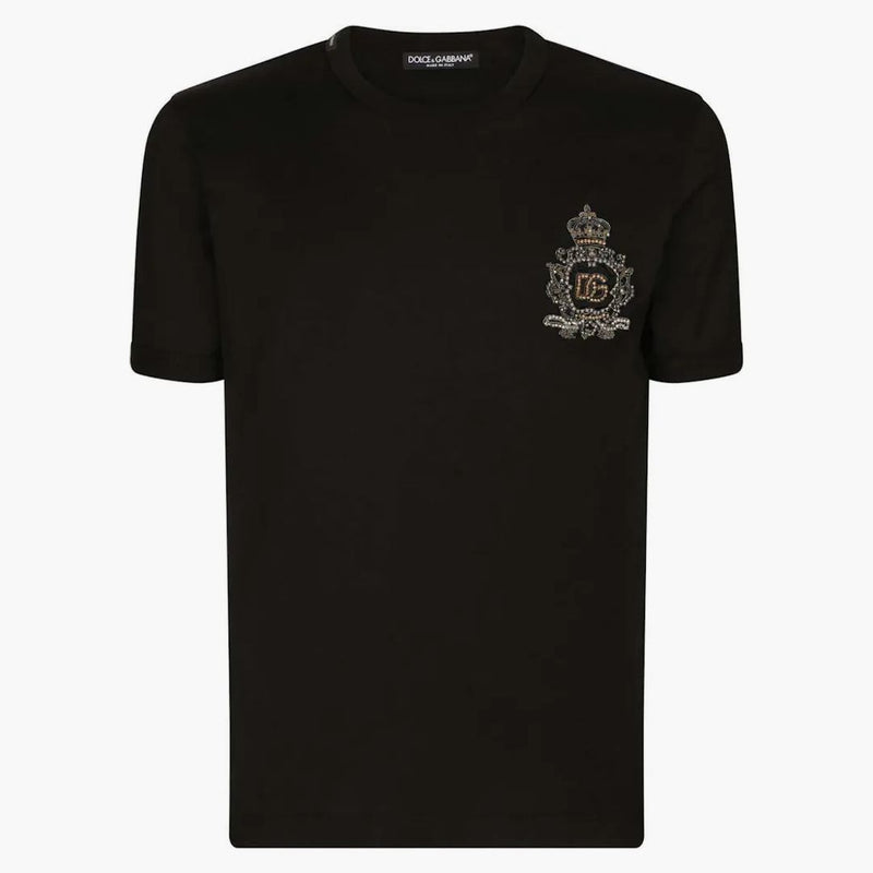 Camiseta de algodón del logotipo de Dolce & Gabbana Negro